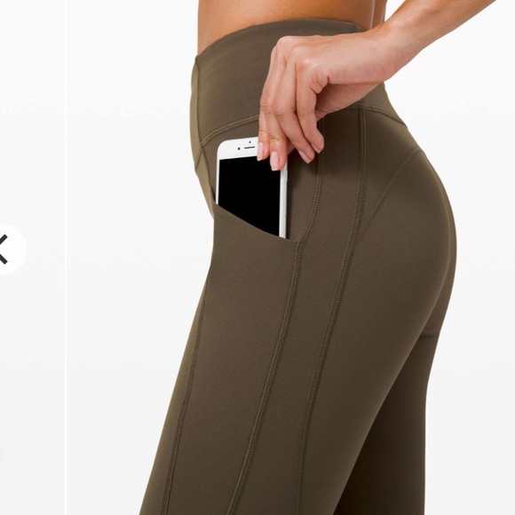 Lululemon olive green Time to Sweat crop leggings tights reflective 23” 8 - Picture 3 of 10